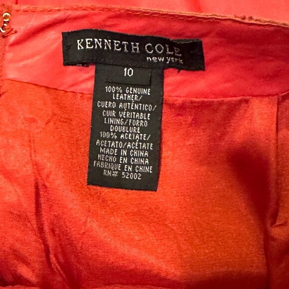Vintage Kenneth Cole 100% Genuine Leather Red Pencil Skirt Women's Size 10 - Picture 3 of 7